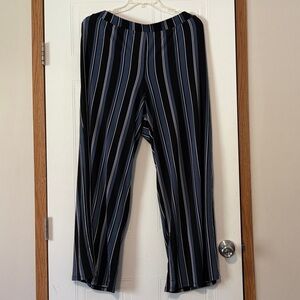 Cato Black Dress Pants with Blue and White Stripes